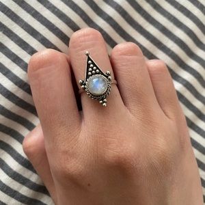 SOLD Dixi Moonstone Sterling Silver witchy ring
